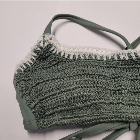 NWT Xhilaration Sage green crochet Bralette bikini swim top XL - Picture 3 of 5